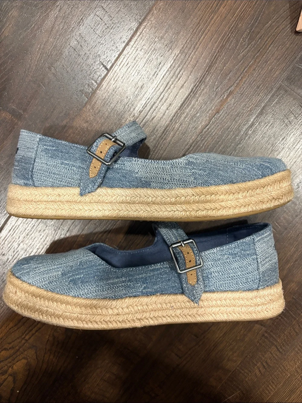 Toms Denim Mary Jane Espadrille Platform - Denim Blue